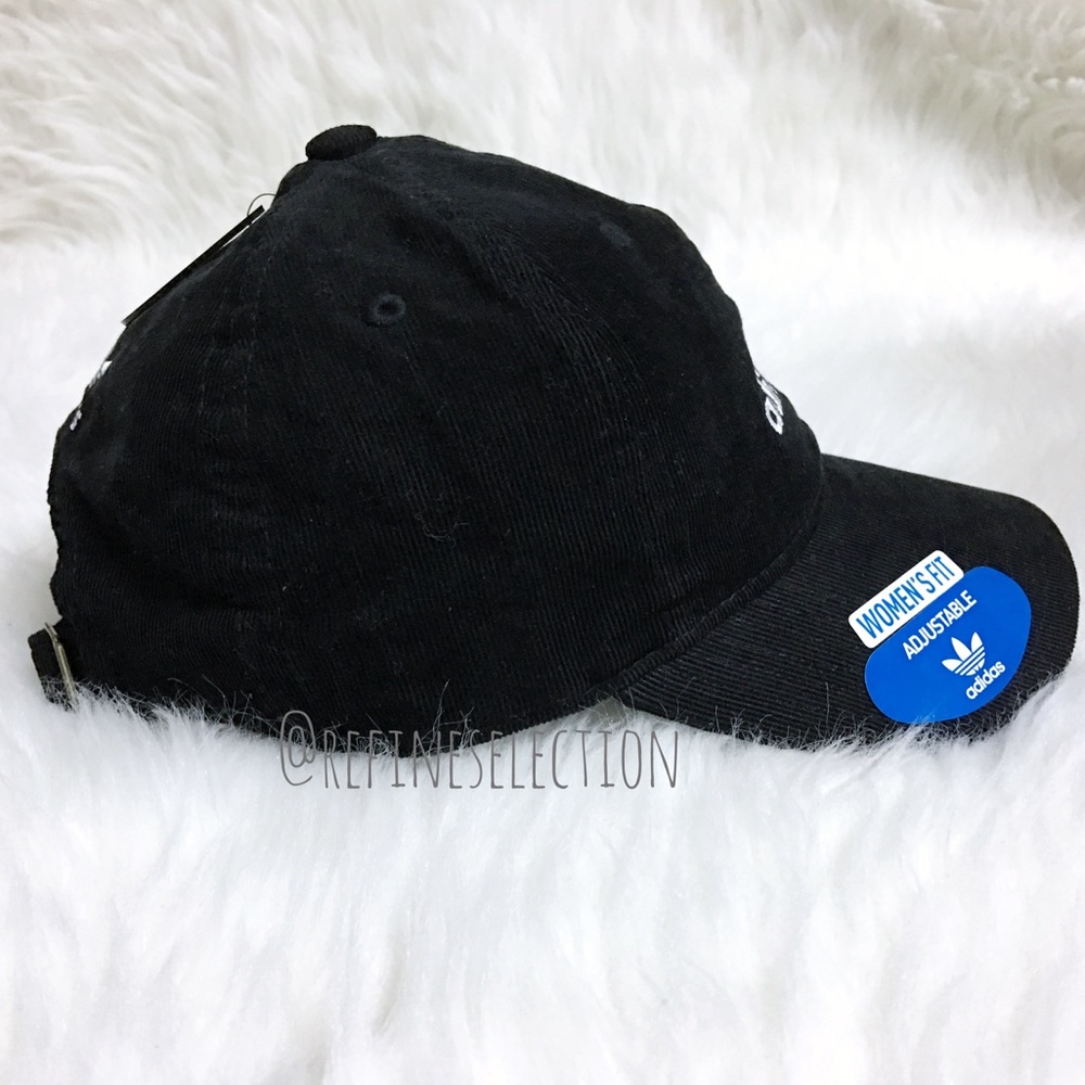 Adidas Black Corduroy Relaxed Strapback Hat Cap - Picture 5 of 8